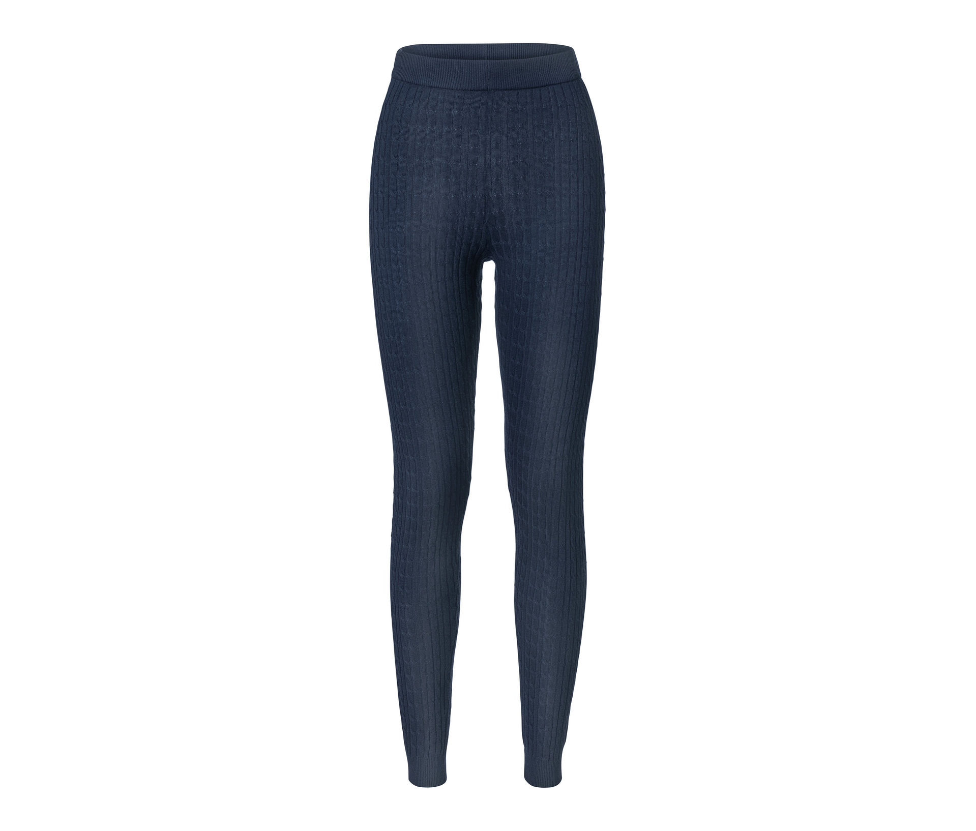 Tchibo - Legginsy z dzianiny z wzorem warkoczowym- niebieski