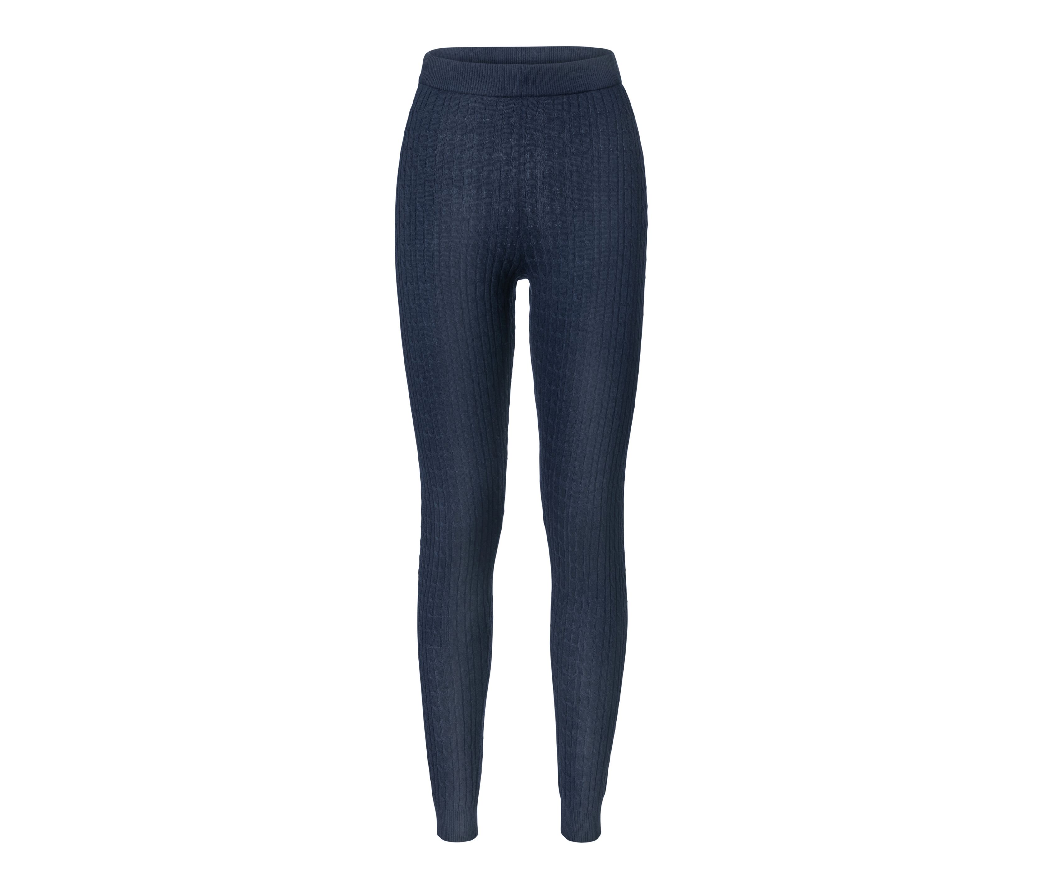 Tchibo - Legginsy z dzianiny z wzorem warkoczowym, niebieski