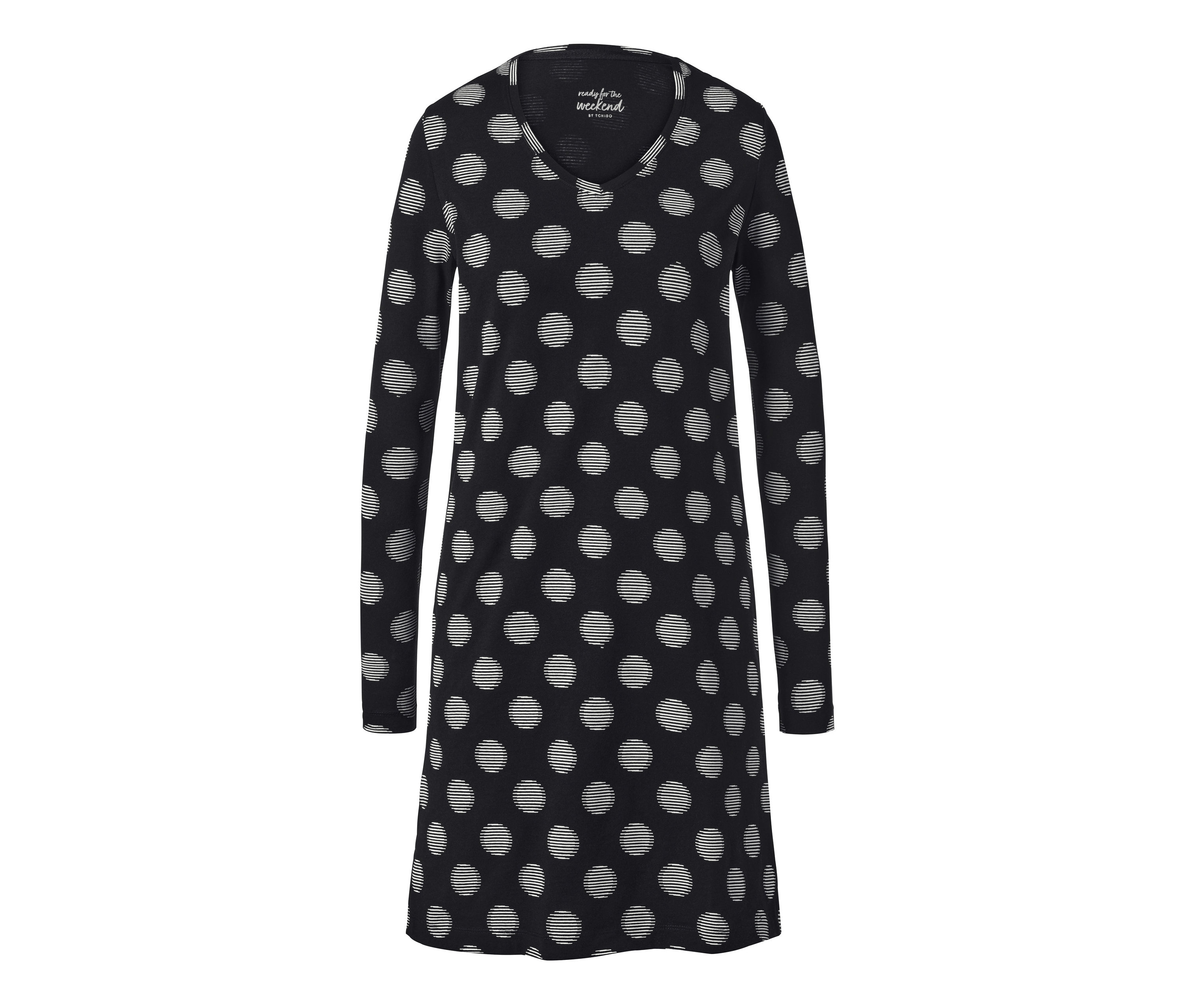 Tchibo - Koszula nocna, biały/czarny/w kropki