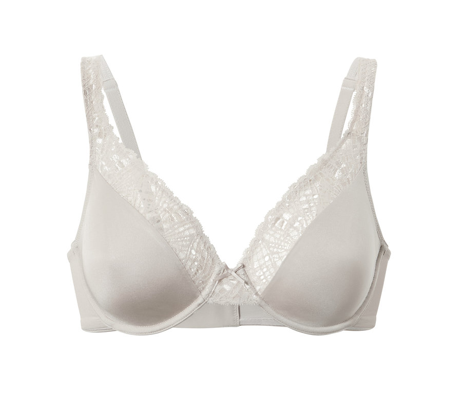 Migdałowy biustonosz na fiszbinach.