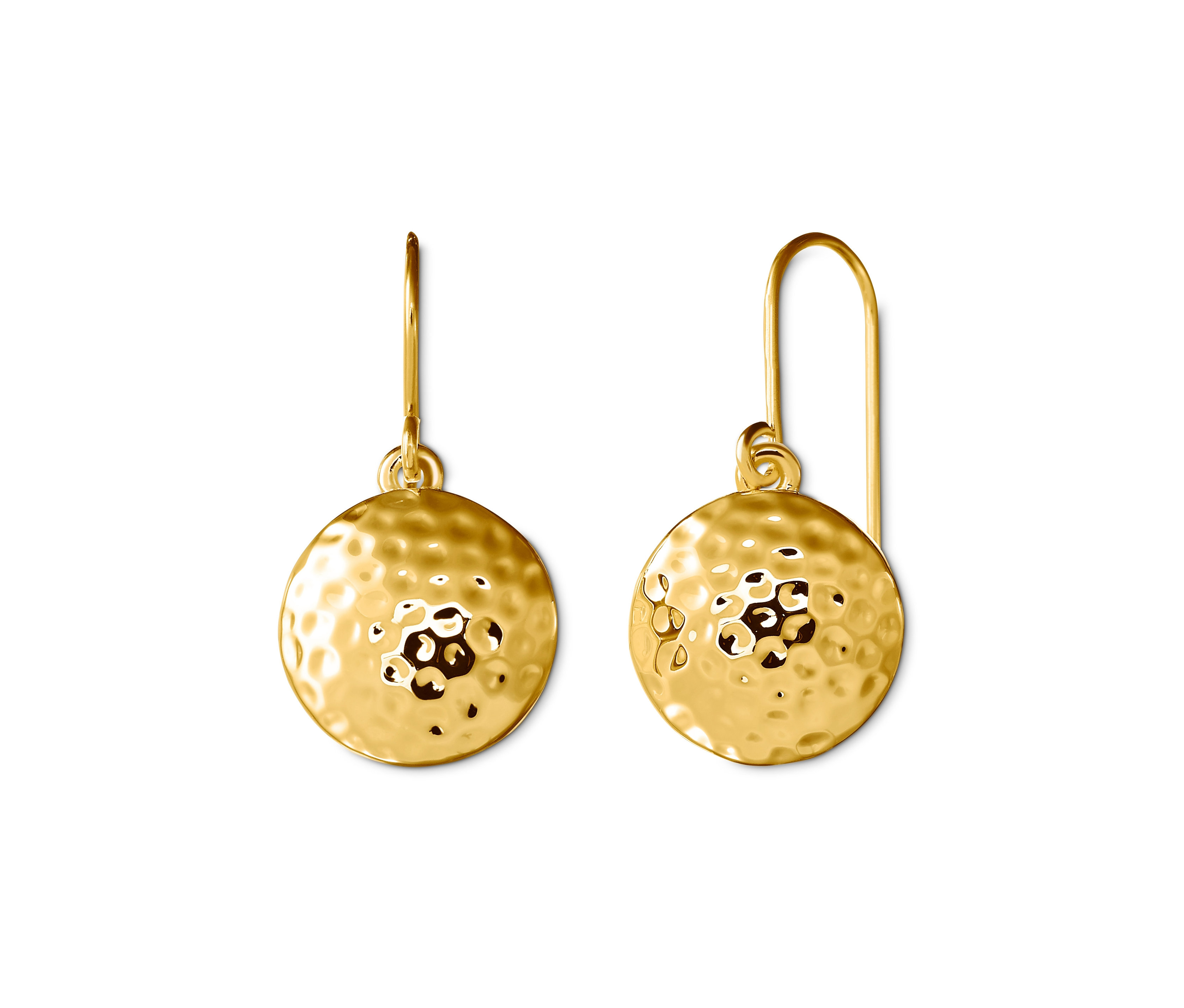 Dwa pozłacane kolczyki.