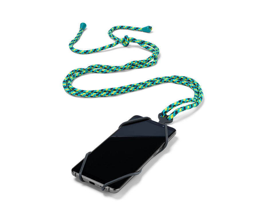 Czarny smartfon z torebką na smartfon.