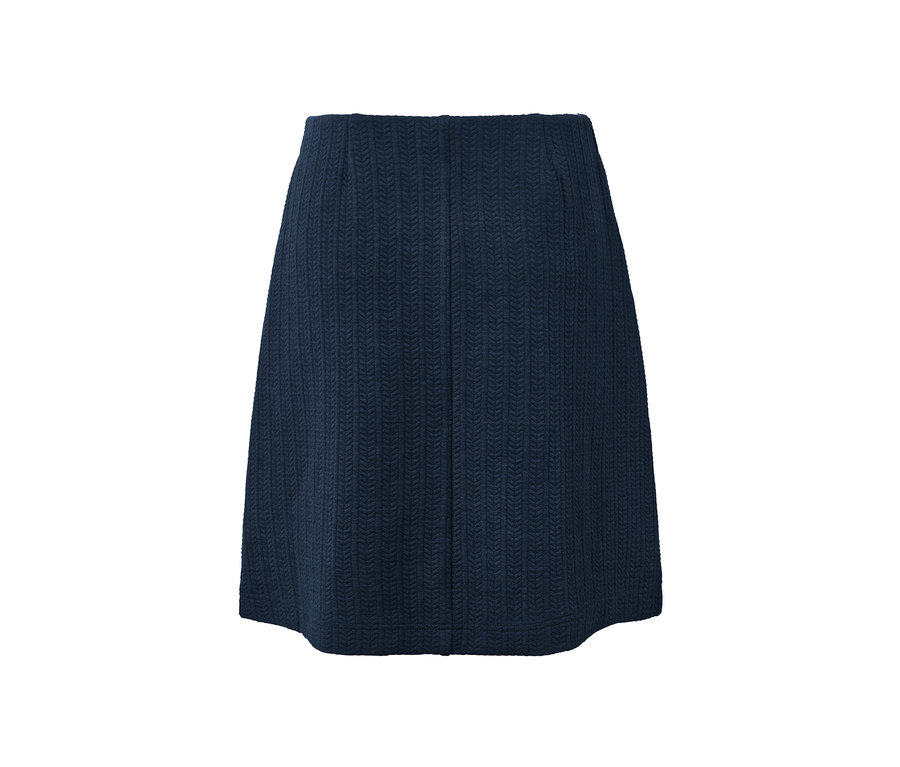 Niebieska spódnica z dzianiny dresowej z wzorem warkoczowym.