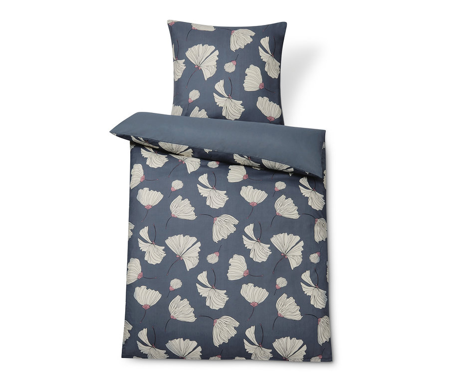 Granatowa pościel z mikrowłókna we wzór kwiatowy, rozmiar standardowy i niestandardowy.