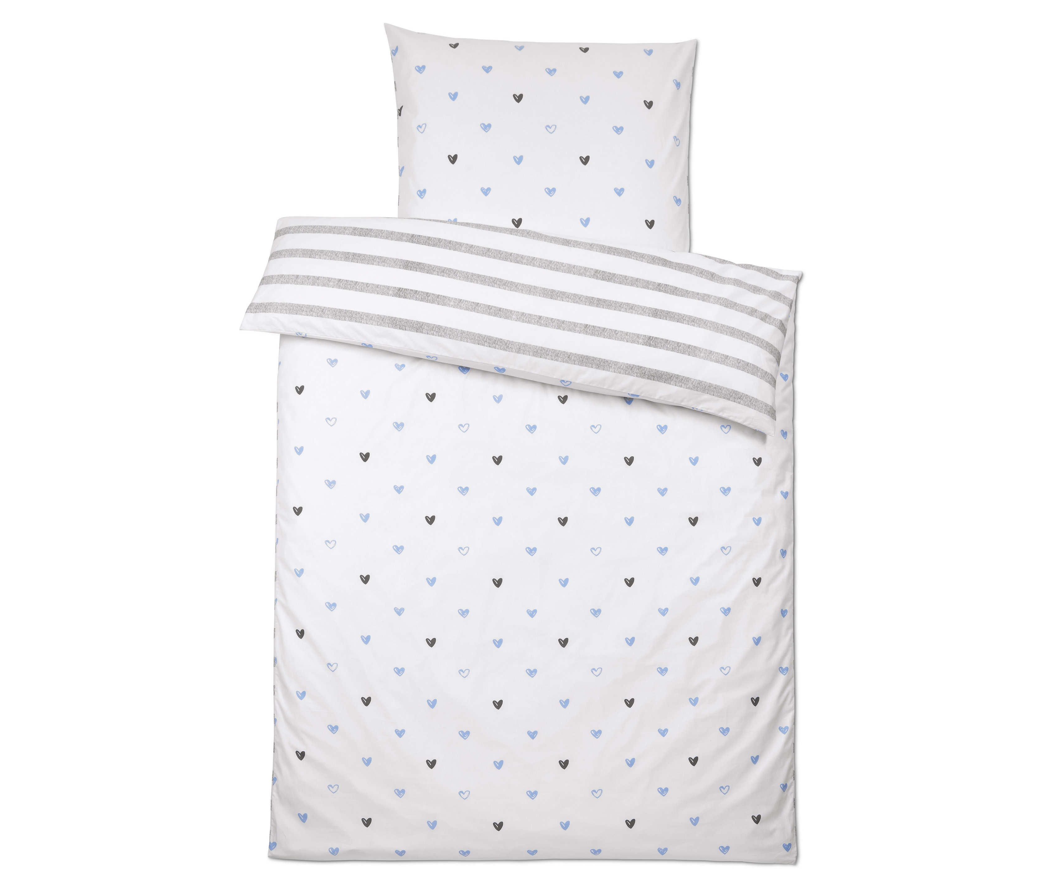 Tchibo - Dwustronna pościel z perkalu - kolor: niebieski/szary