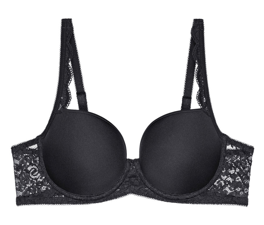 Czarny biustonosz Triumph „Amourette WP” z koronką na ramiączkach i po bokach.