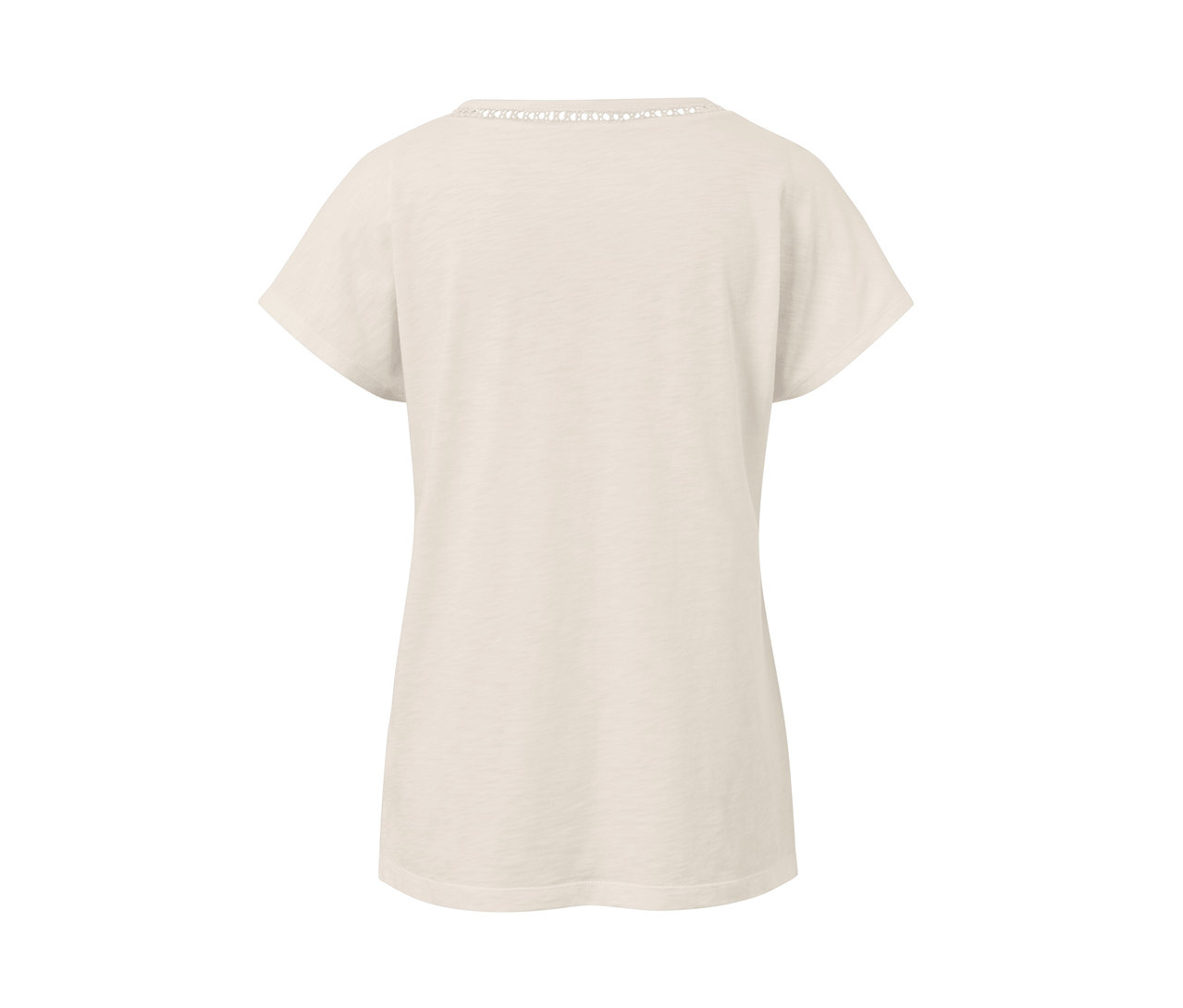 Szczegółowy widok kremowobiałej bluzki z mieszanki modalu.