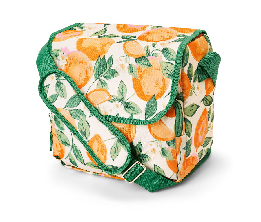 Minitorba termiczna w cytrynowy wzór z zielonymi akcentami.