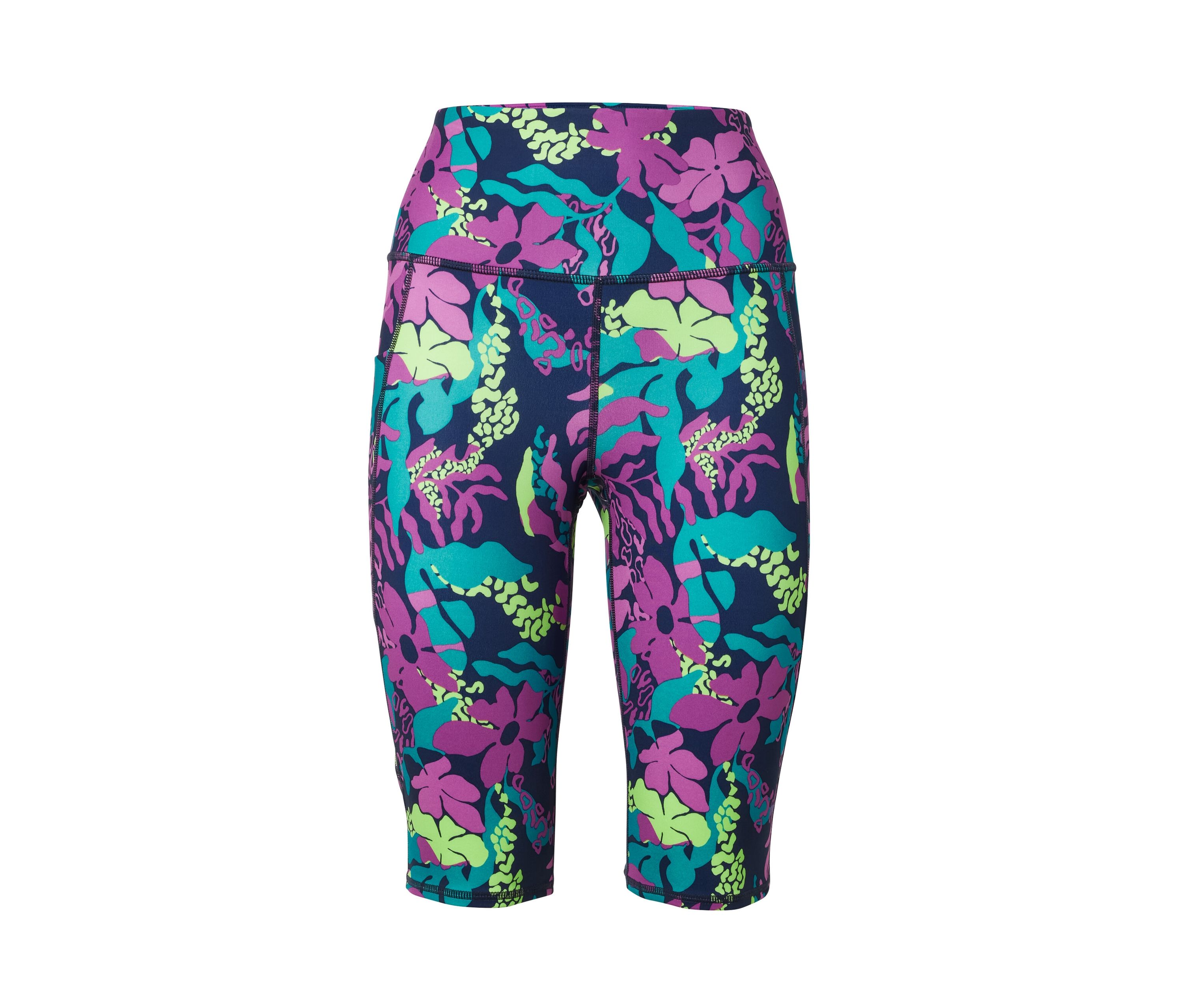 Tchibo - Krótkie legginsy - dla pań -rozmiar XS 32/34 - kolor: zielony/różowy/z nadrukiem