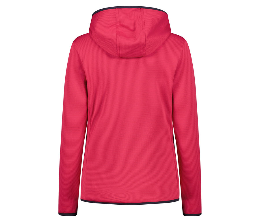 Widok z tyłu różowej bluzy z kapturem.