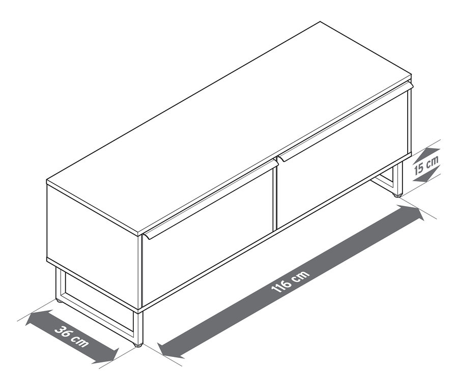 Widoczna jest ławka „LEEG” z 2 szufladami.