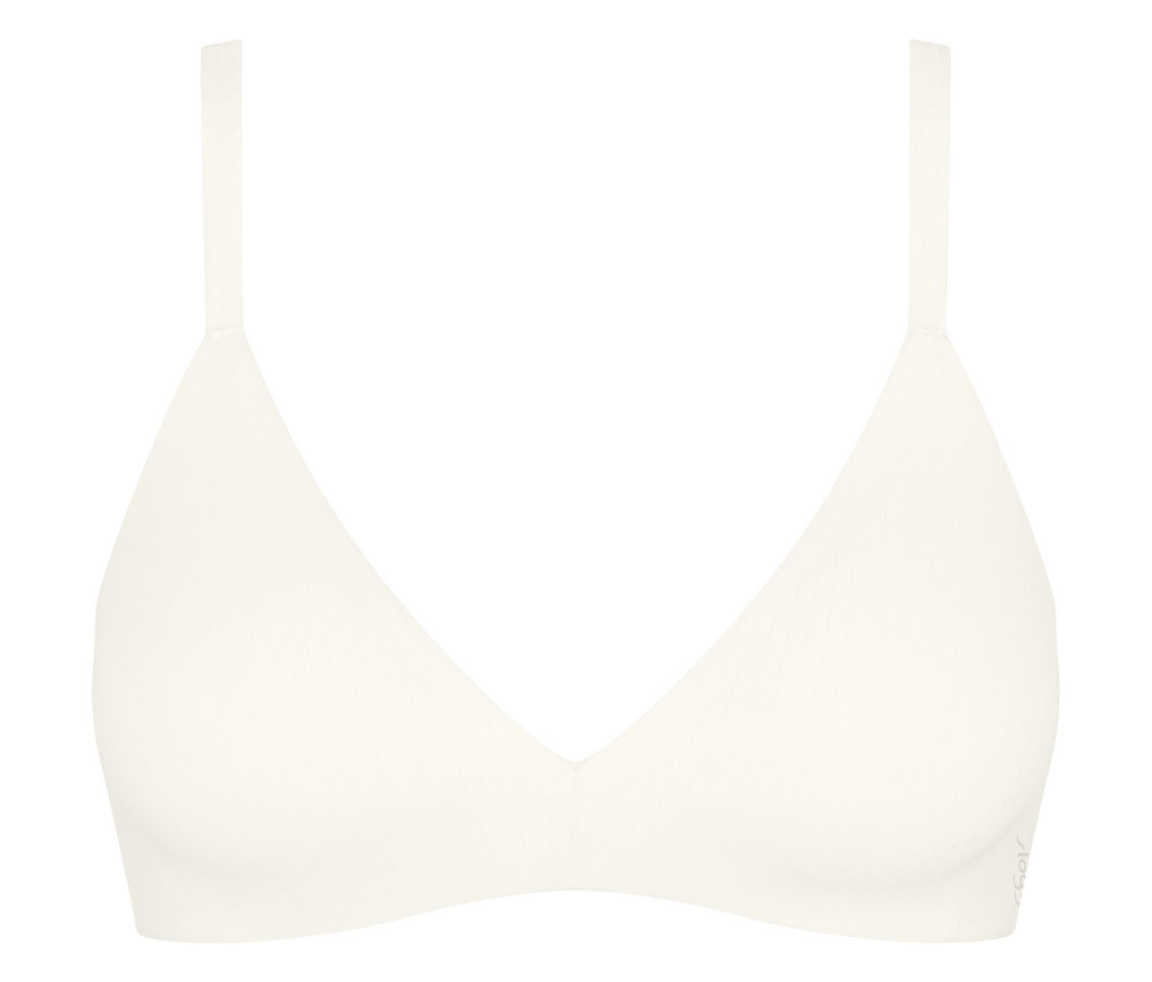 Biustonosz push-up sloggi ZERO Feel Pure THE UP, silk white z ramiączkami i dekoltem w kształcie litery V.