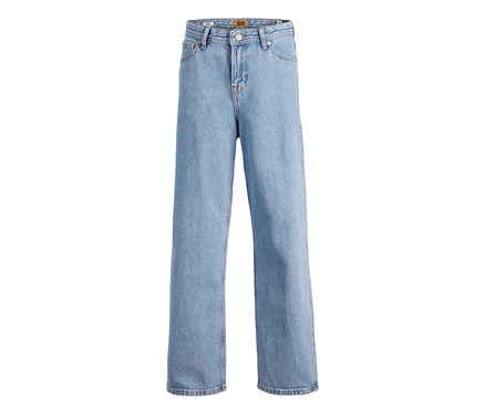 Jasnoniebieskie jeansy Jack&Jones JJOrginial Alex z prostymi nogawkami, leżące płasko.