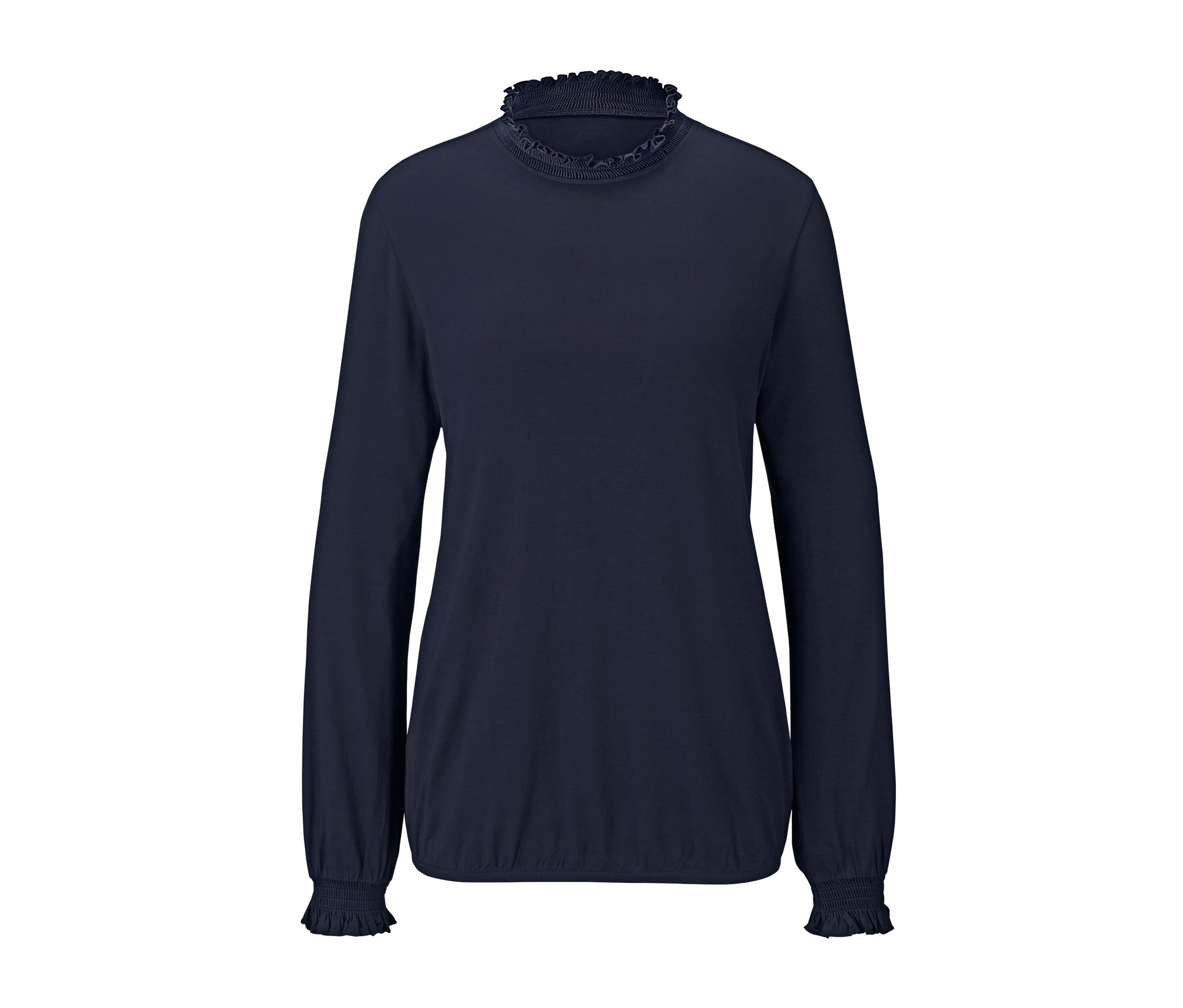 Tchibo - Bluzka damska z marszczoną stójką- niebieski