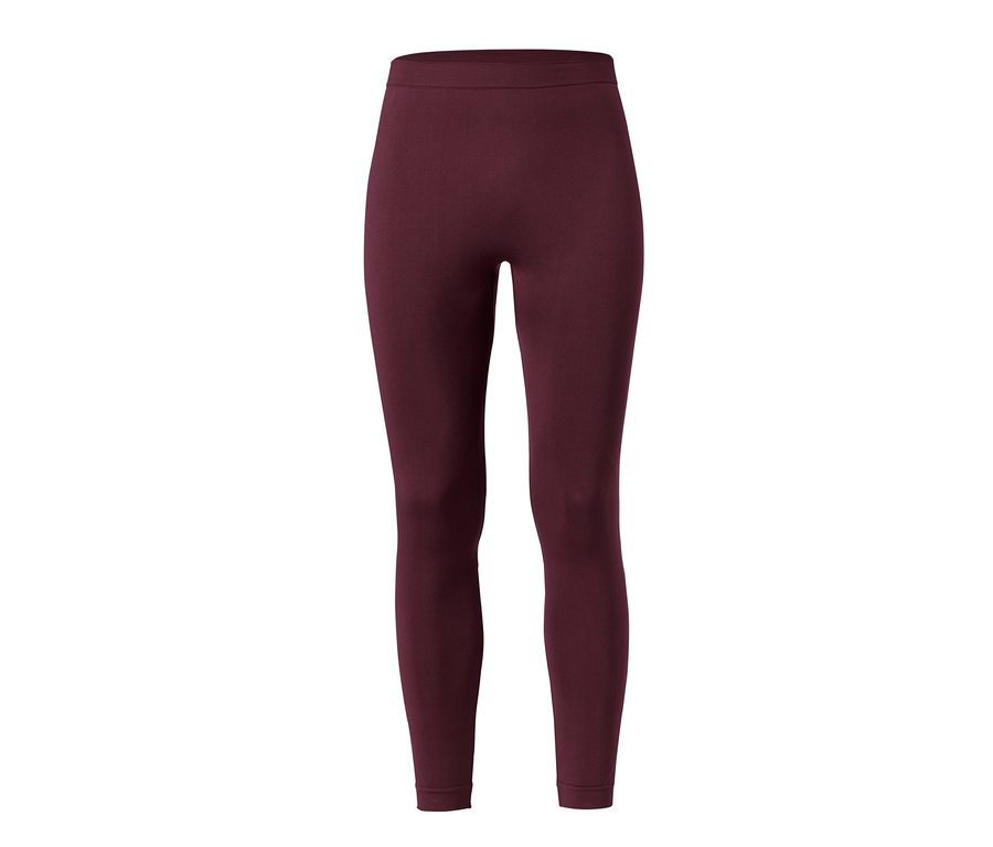 Bordowa, bezszwowa, damska bielizna funkcyjna.