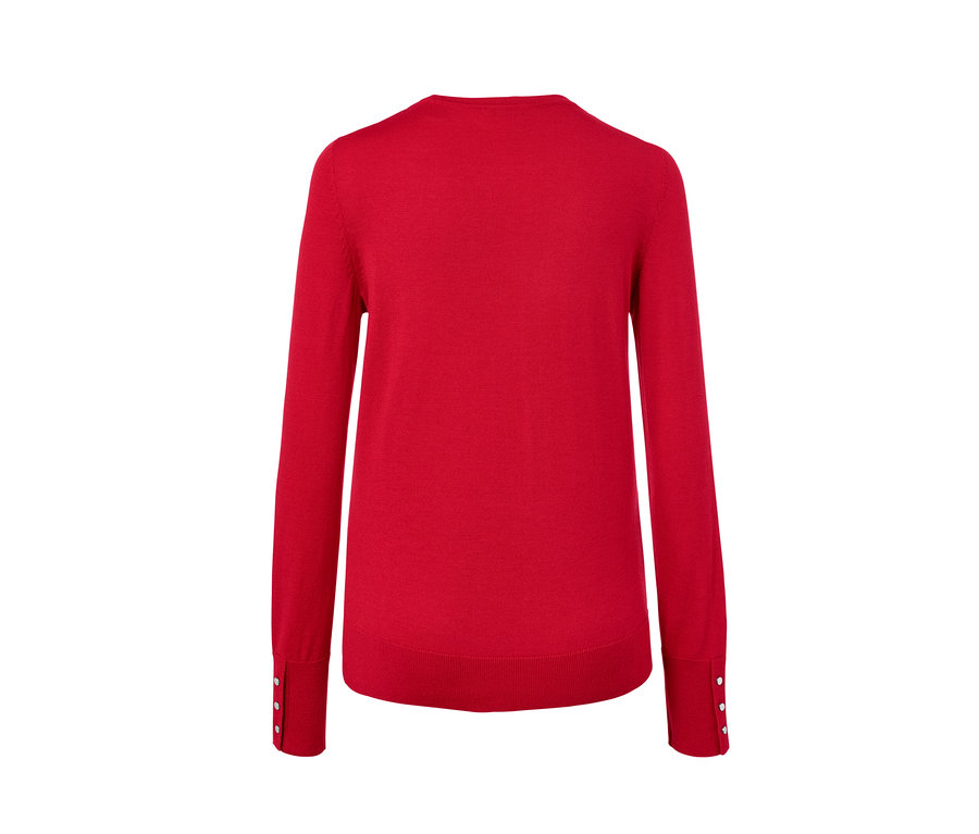 Czerwony sweter z delikatnej dzianiny z wełną merino.