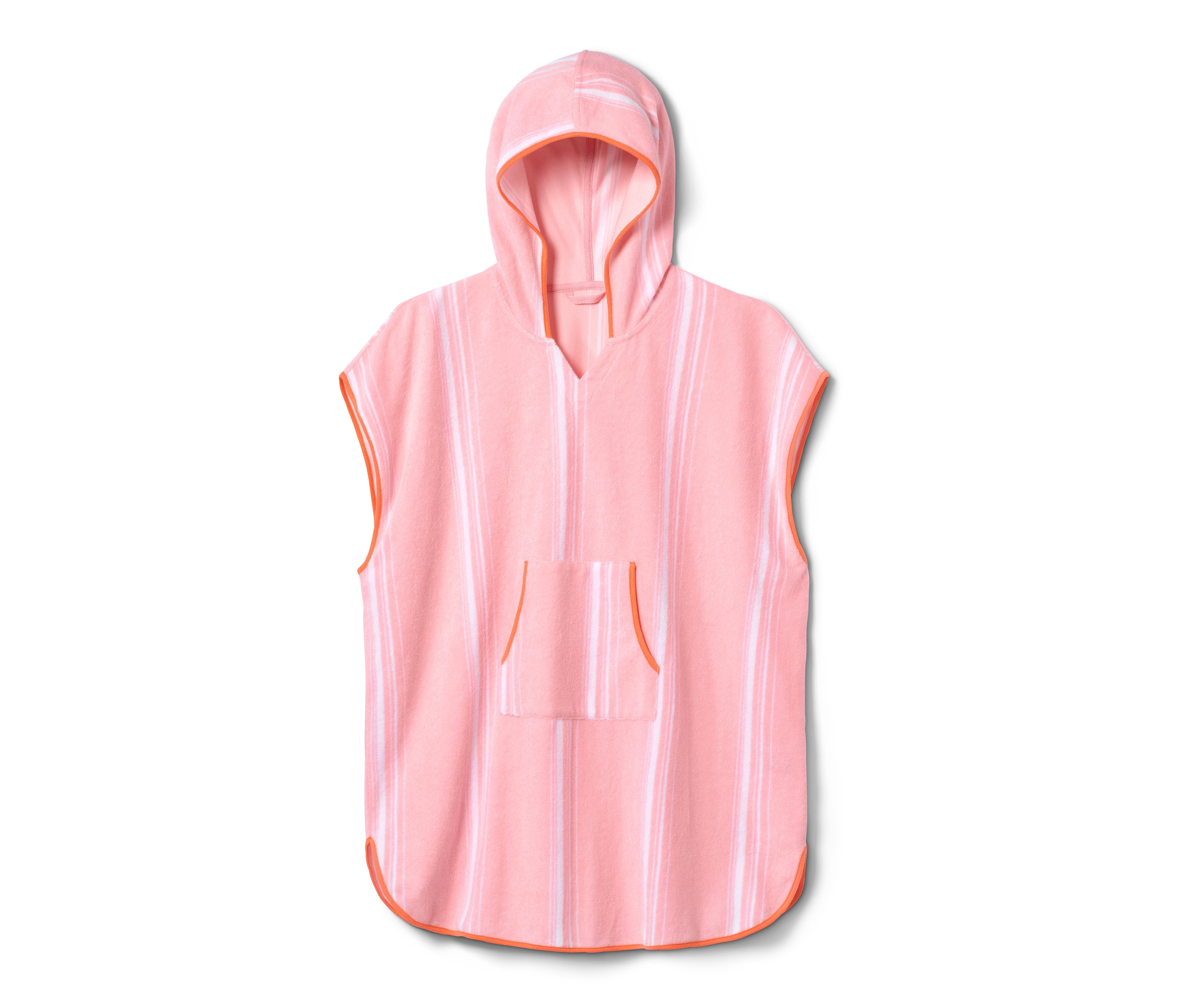 Tchibo - Ponczo frotte z bawełny ekologicznej- biały/różowy/w paski