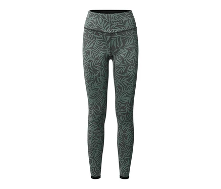 Dwustronne legginsy sportowe we wzór liści.