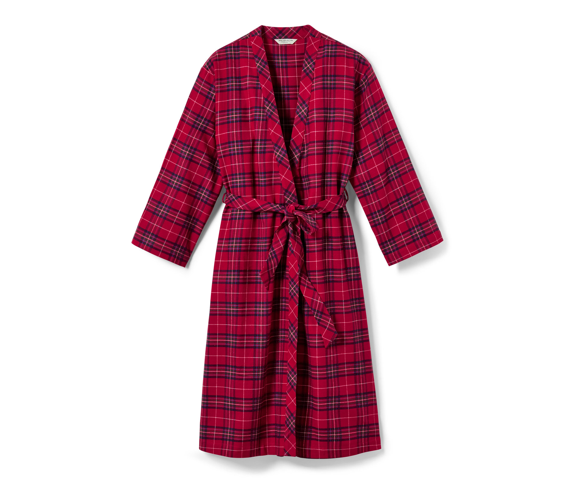 Tchibo - Szlafrok flanelowy- niebieski/czerwony/w kratkę