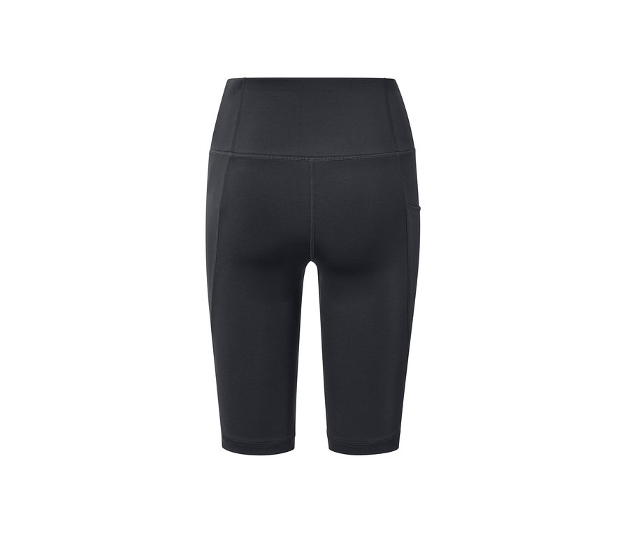 Czarne krótkie legginsy sportowe z wysokim stanem.