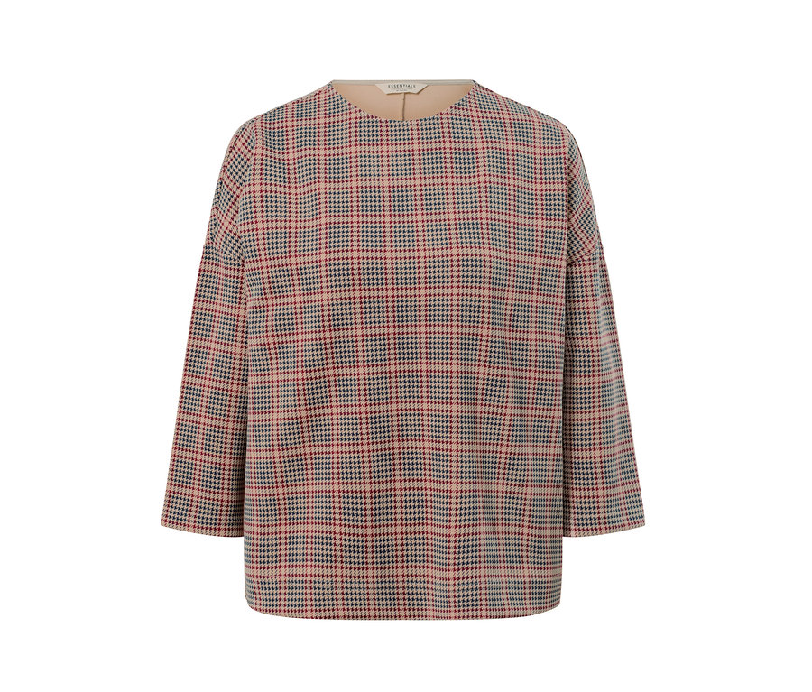 Bluzka z dzianiny dresowej z rękawem 3/4, w pepitkę.