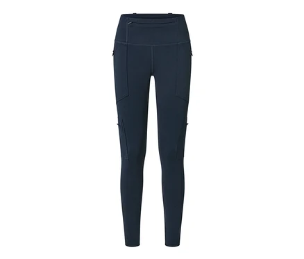 Granatowe legginsy outdoorowe z kieszeniami na zamek.