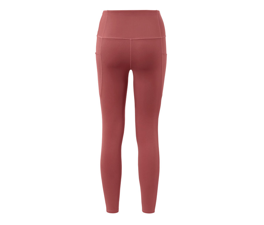 Legginsy sportowe w kolorze terakoty widziane od tyłu.