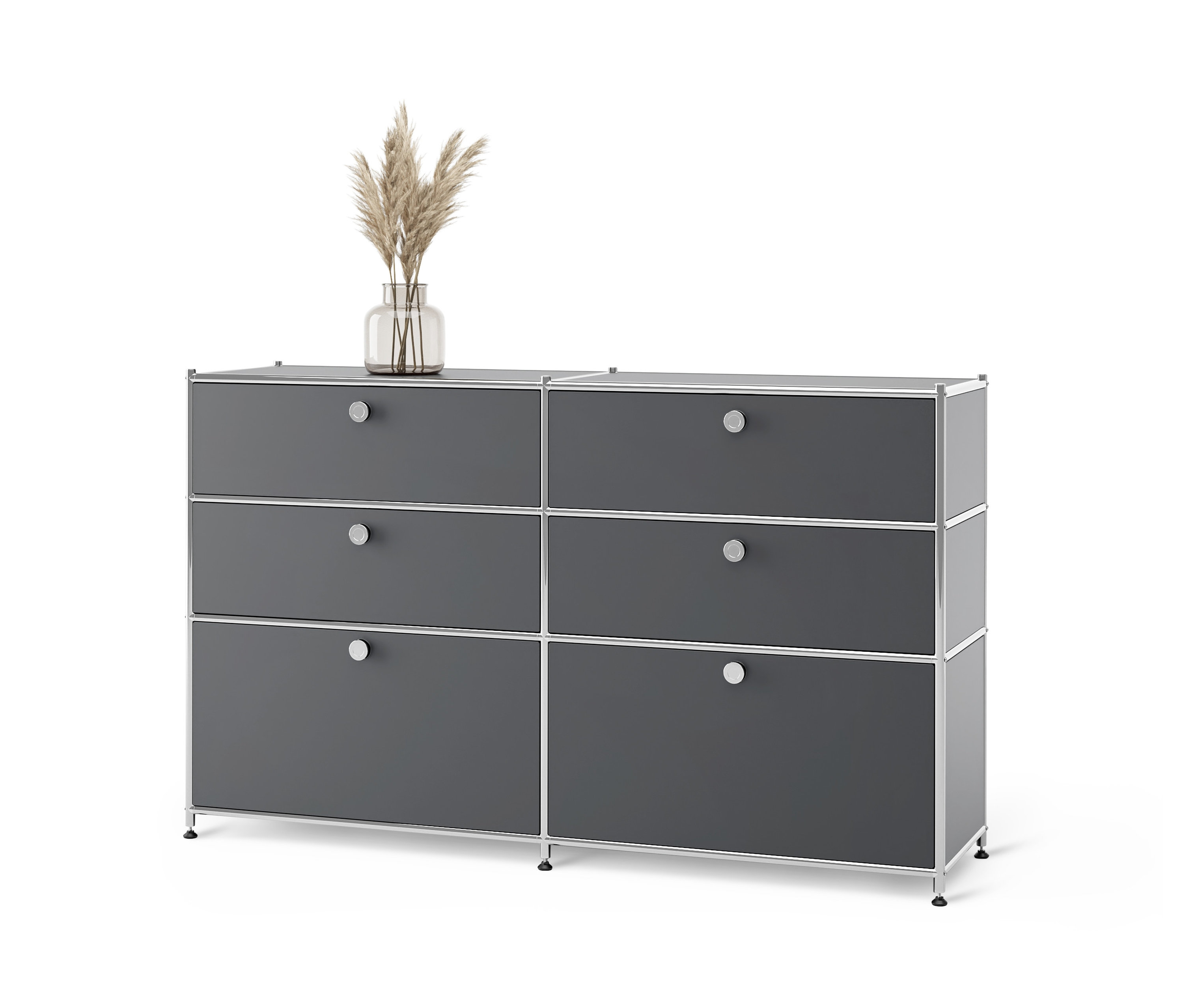 Tchibo - Metalowa komoda »Cn3« z 6 szufladami - kolor: szary
