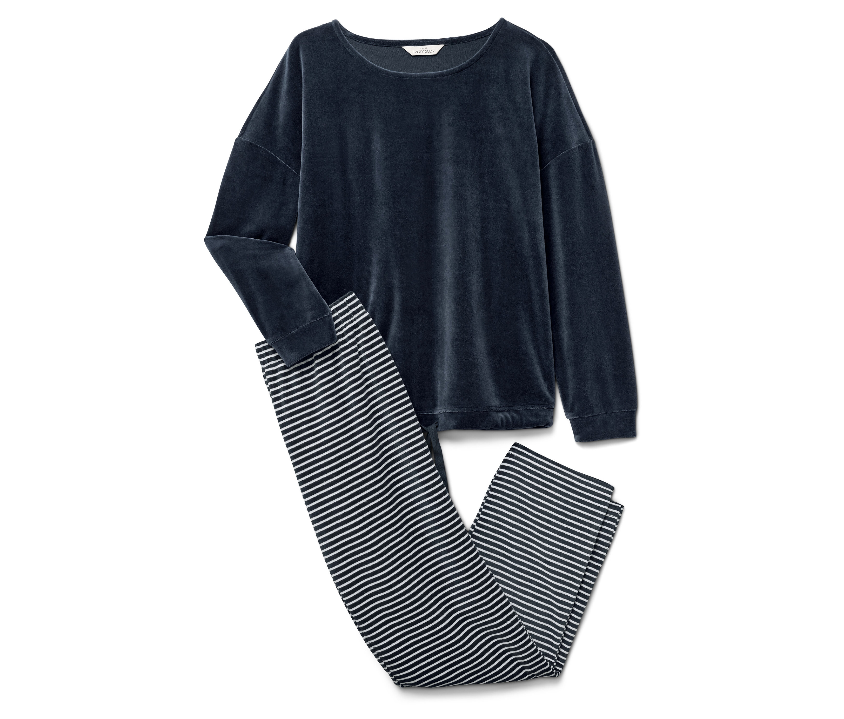 Tchibo - Piżama z weluru- biały/niebieski