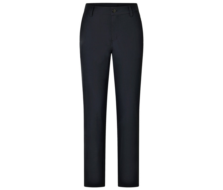 Granatowe spodnie na białym tle.