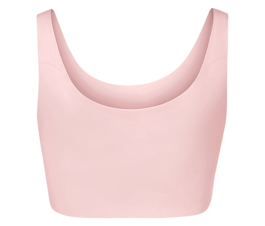 Różowy biustonosz sportowy.