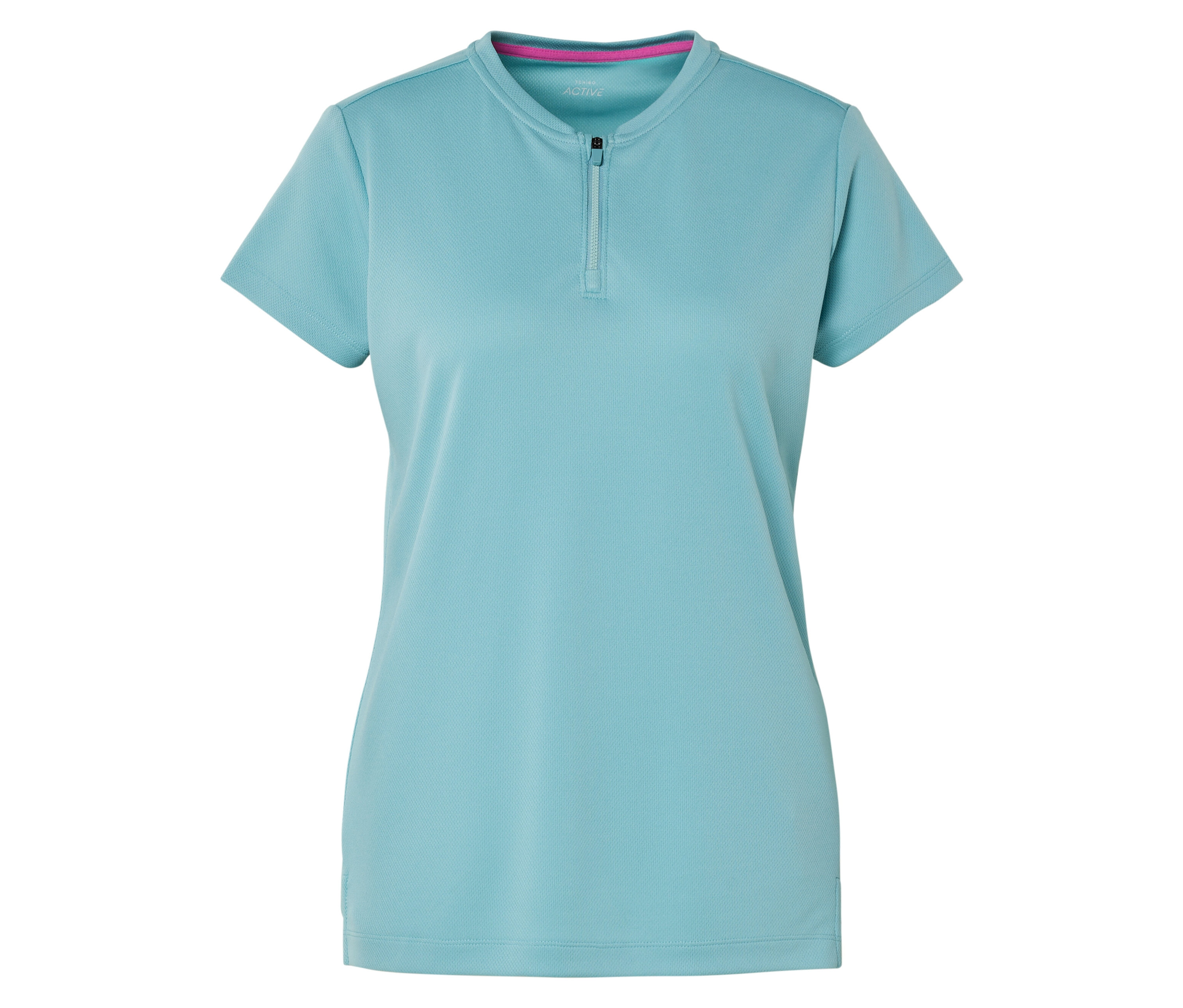 Tchibo - Koszulka sportowa z krótkim zamkiem błyskawicznym- turkusowy