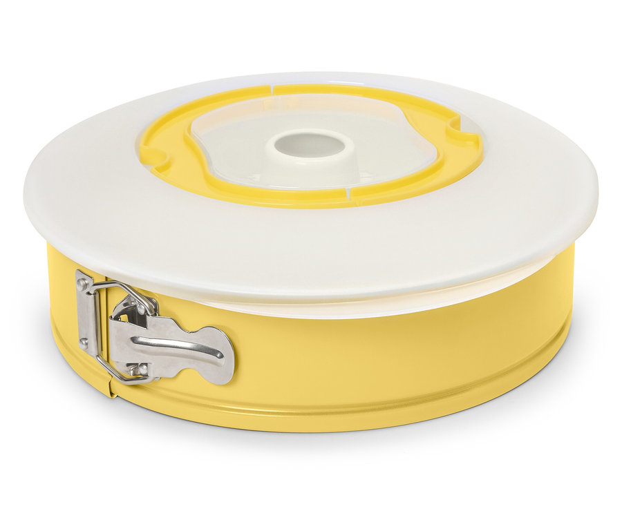 Żółta forma do pieczenia z pokrywką