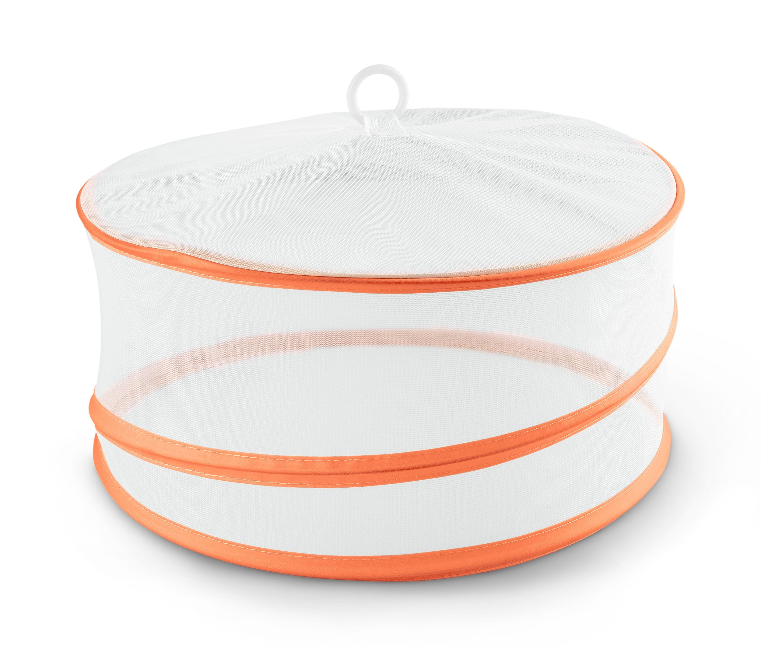 Moskitiera na żywność z pomarańczową obwódką.