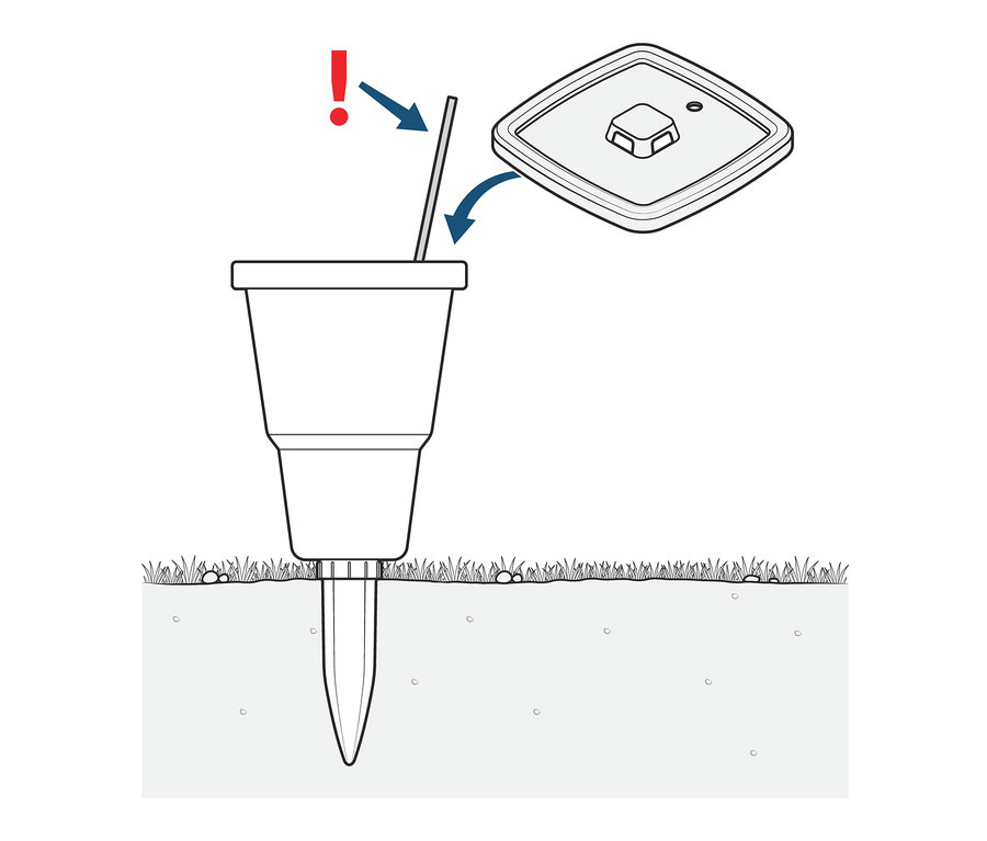Ilustracja systemu nawadniającego, zestaw 2 sztuk, wbitego w ziemię.