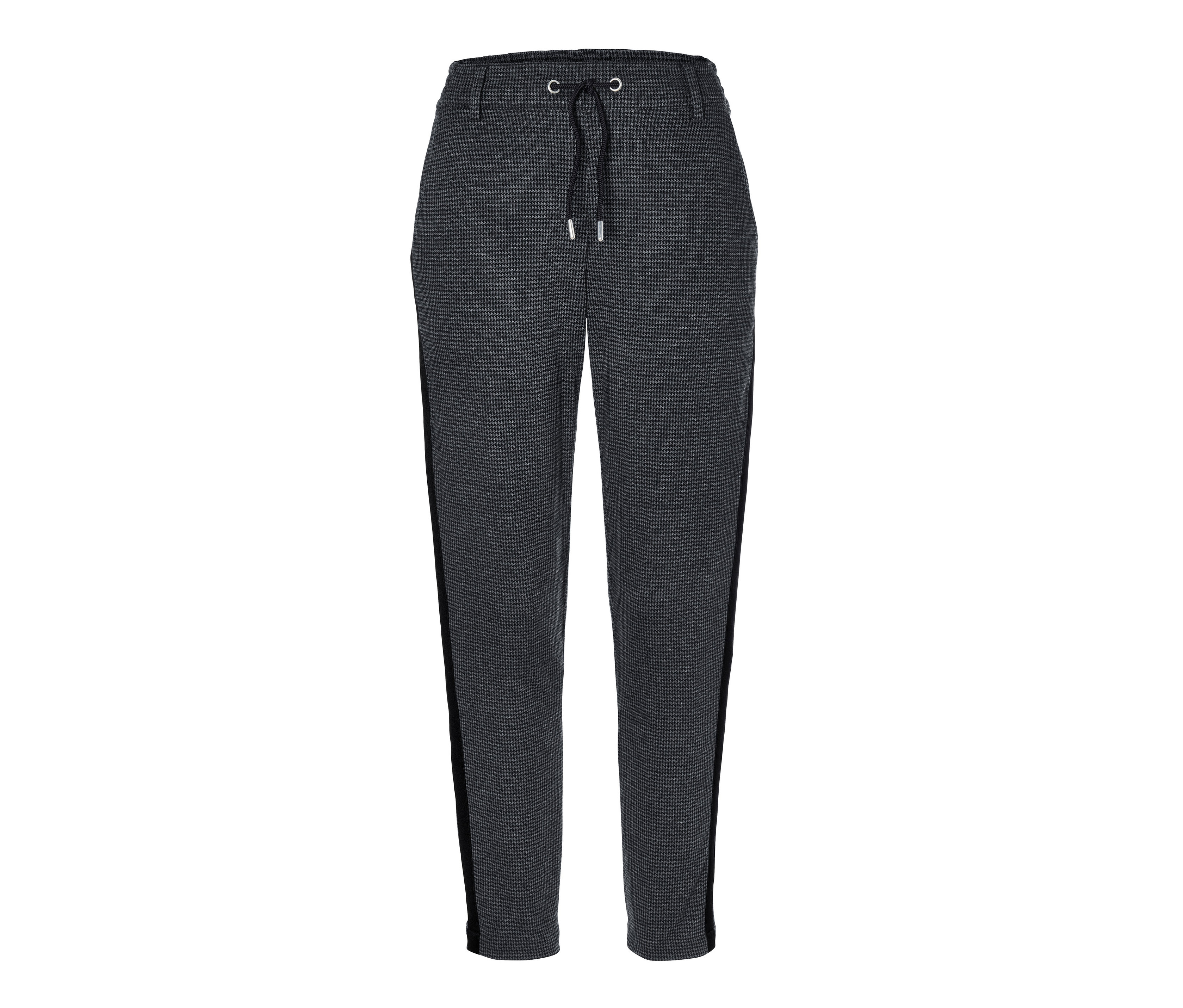Tchibo - Damskie spodnie typu joggpants z lampasem- czarny/szary/żakard