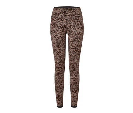 Dwustronne legginsy sportowe w kolorze ciemnego brązu i szarobrązowym.