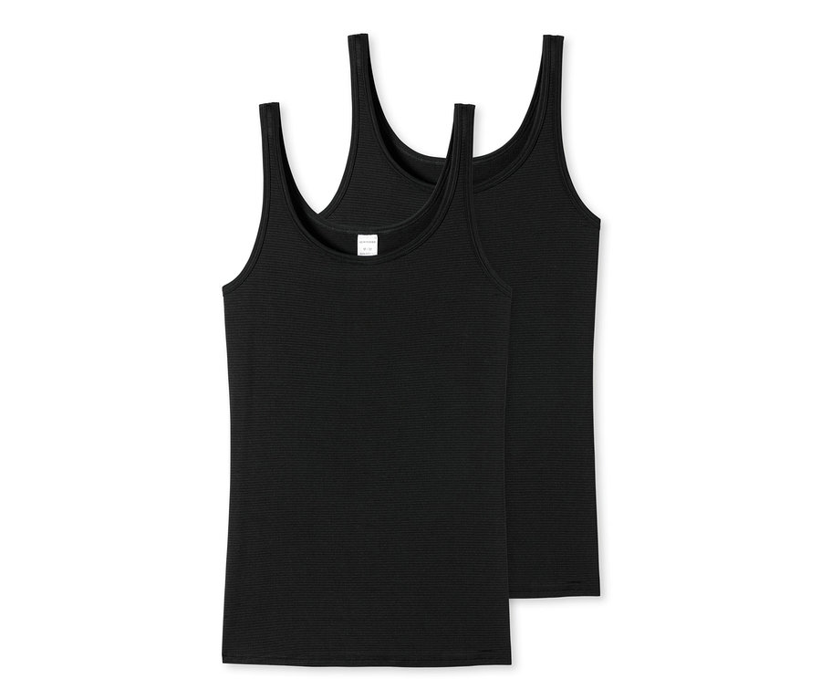 Dwa czarne topy na ramiączkach SCHIESSER w paski.