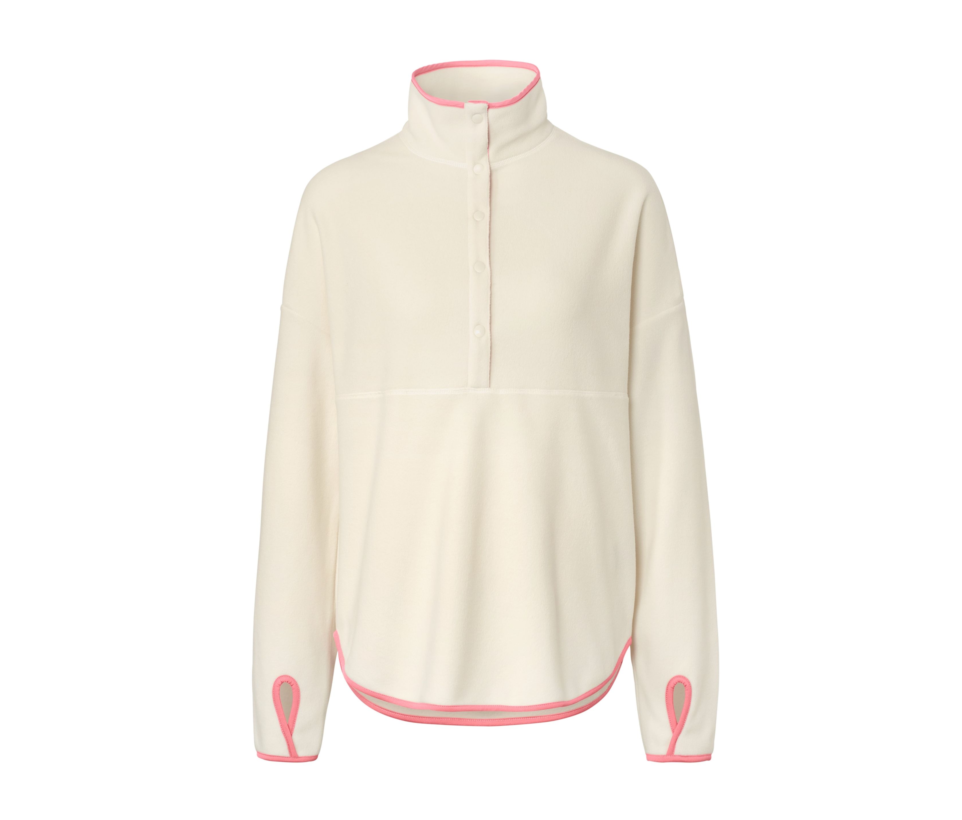 Tchibo - Bluza z polaru z plisą z guzikami, różowy/beżowy