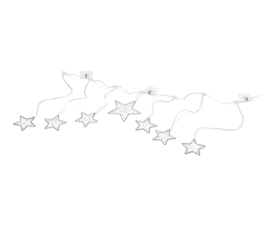 Widoczna kurtyna świetlna LED w kształcie gwiazd.