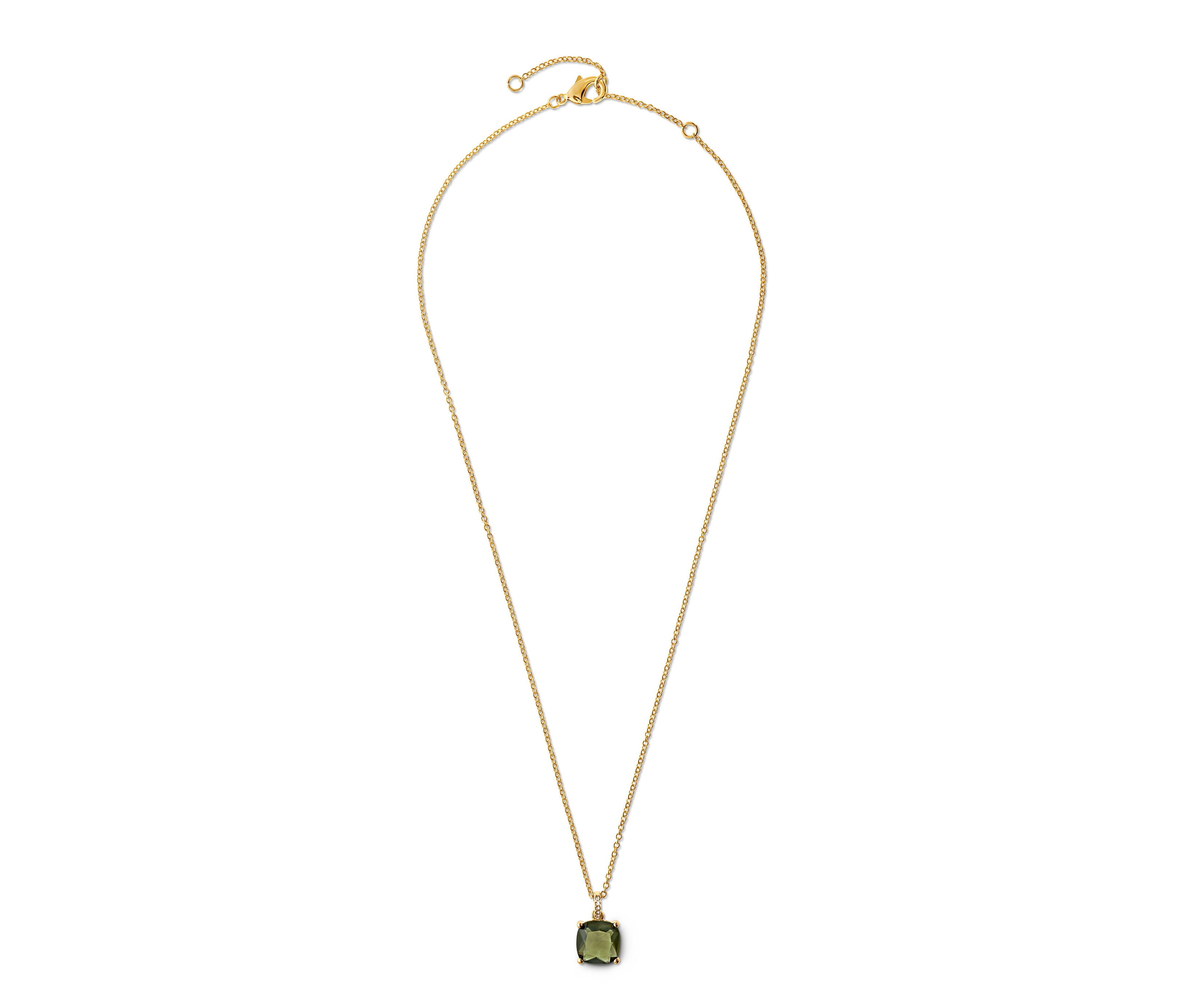 Tchibo - Naszyjnik Forest z zielonym szklanym kryształkiem - kolor: biały/zielony