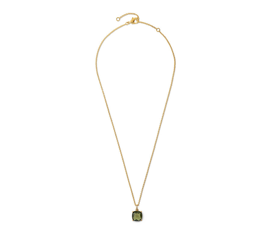 Złoty naszyjnik Forest z zielonym szklanym kamieniem.