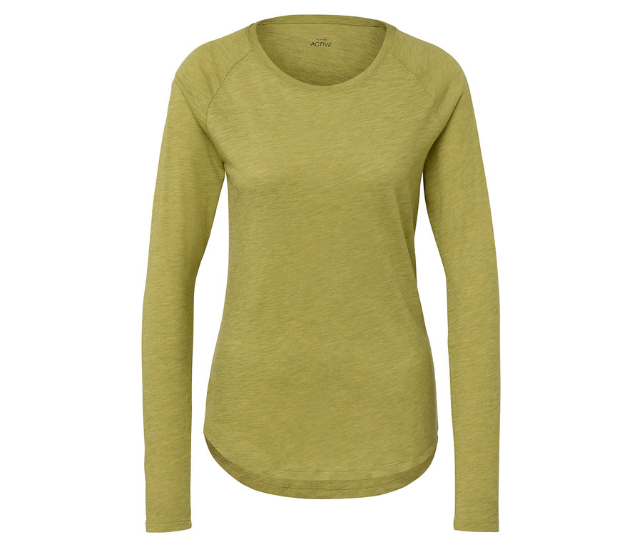 Żółta koszulka funkcyjna outdoor z długim rękawem.