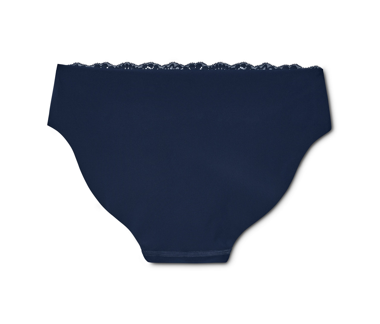Granatowe figi damskie «Magic Cut», 2 pary, z koronką u góry.