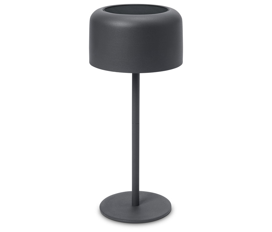 Szary stojak na rośliny na białym tle.