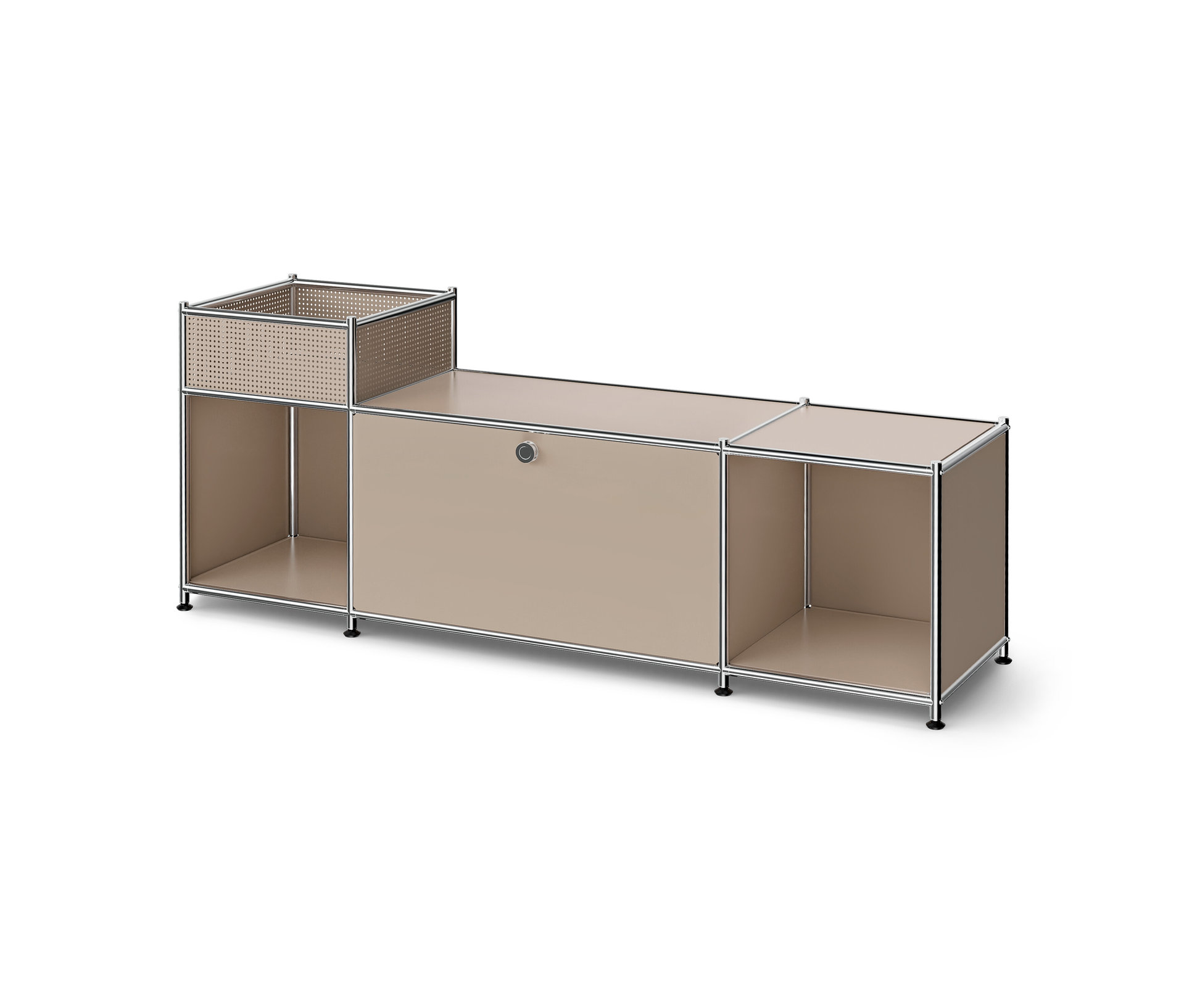 Tchibo - Metalowa szafka typu lowboard „Cn3” z klapą, szarobeżowa
