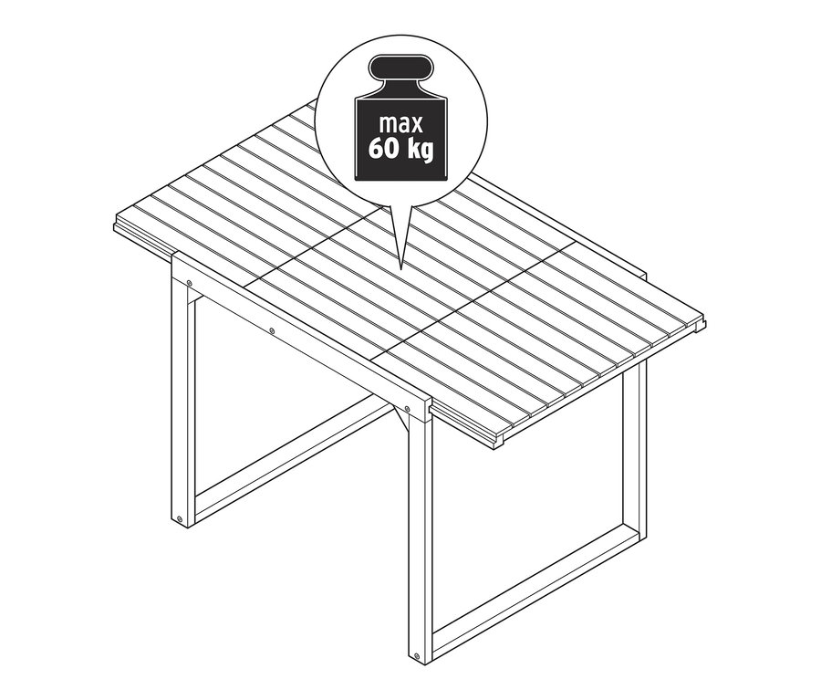 Ilustracja stołu rozsuwanego »Leira« o kwadratowym kształcie i kompaktowych wymiarach.
