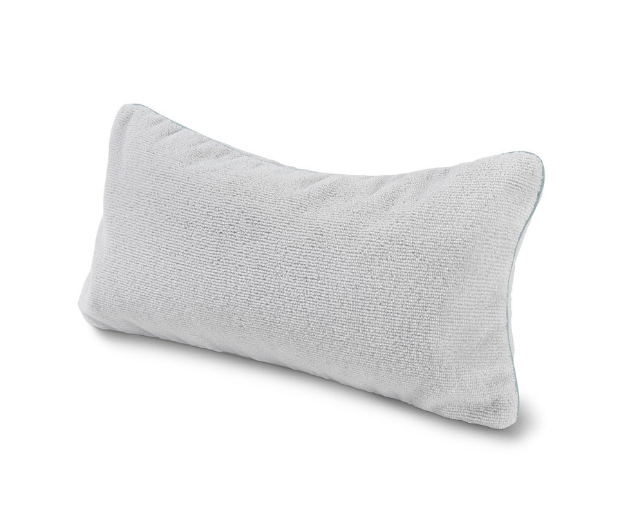 Szara poduszka do wanny na białym tle.