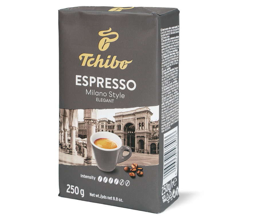 Opakowanie kawy Tchibo Espresso Milano Style, 250 g, kawa palona mielona.