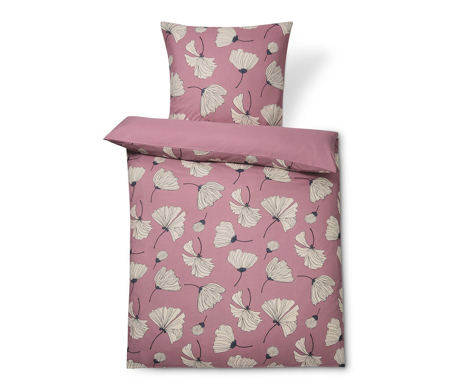 Różowa pościel z mikrowłókna we wzór kwiatowy.